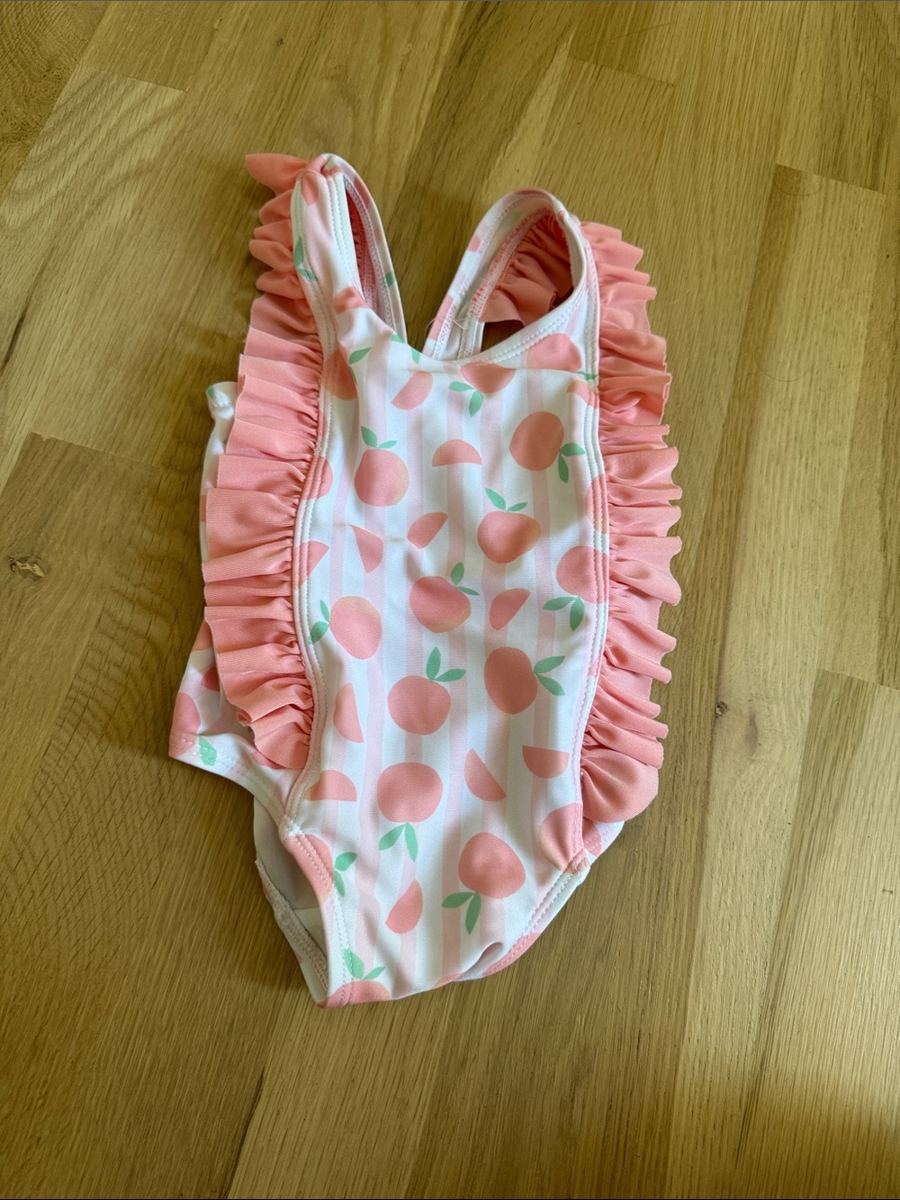 Floatimini Pink Peach Ruffle Kids One-Piece Swimsuit